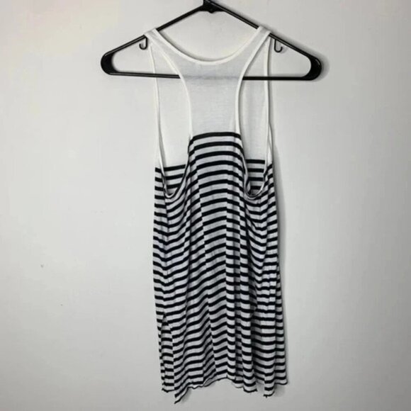 Aritzia Wilfred Tank Top Striped Racerback Side Split Hem White Black Size XS - Picture 9 of 11